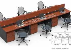Meja Kerja Kantor Konfigurasi Workstation 3 Staff Behadapan Eco Office Series 6_staff_konfig