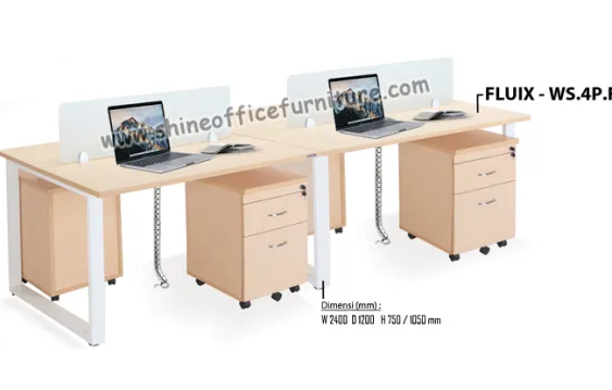 Meja Kerja Kantor Konfigurasi 4 Staff INCO <br>Fluix-WS 4P F fluix_ws_4p_f